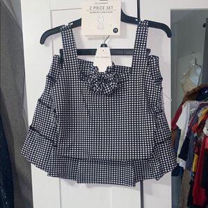 No comment Black and White square neck tank & skirt size M